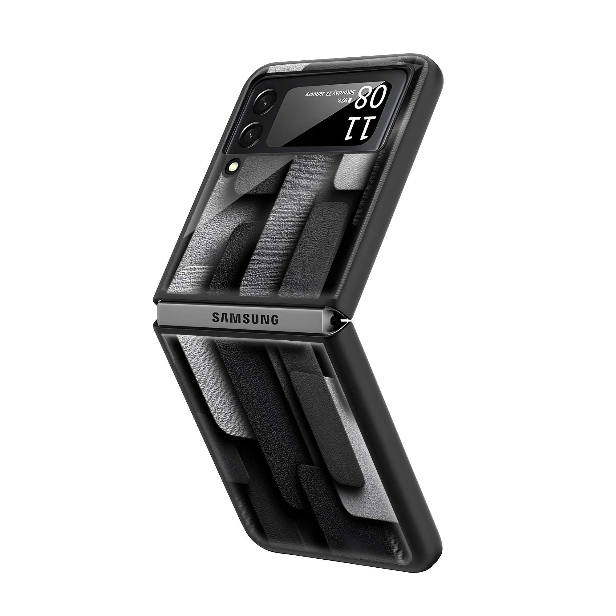 Black Texture Samsung Z Flip Glass Case