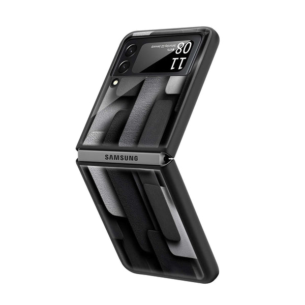 Black Texture Samsung Z Flip Glass Case