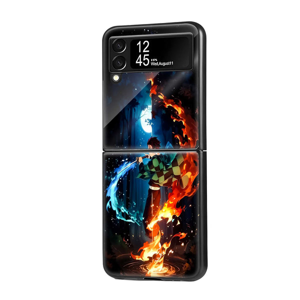 Blue Flame Dragon Samsung Z Flip Glass Case
