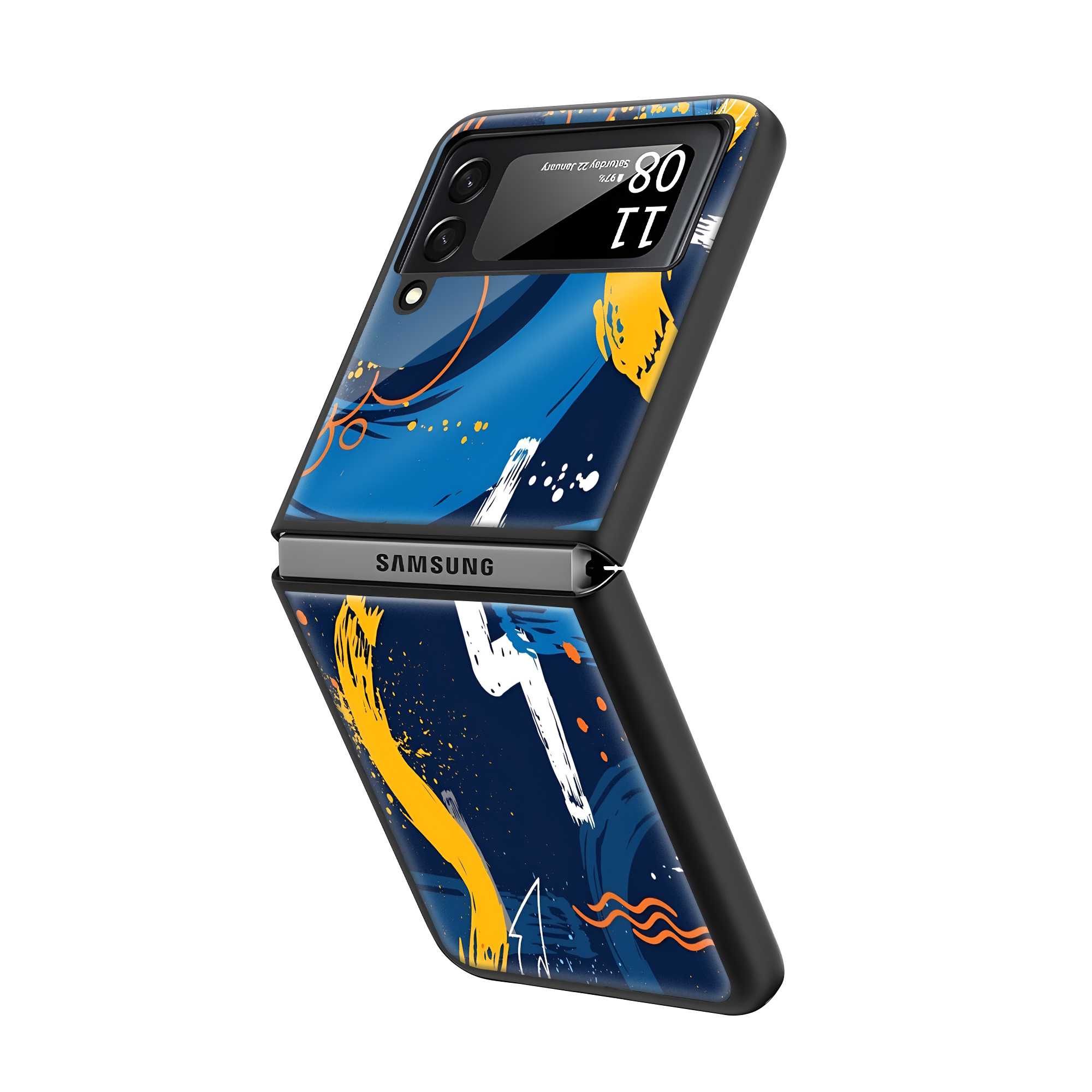 Blue Burst Samsung Z Flip Glass Case