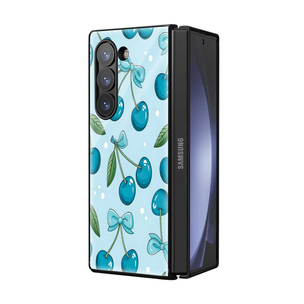 Blue Cherry Samsung Z Fold Glass Case