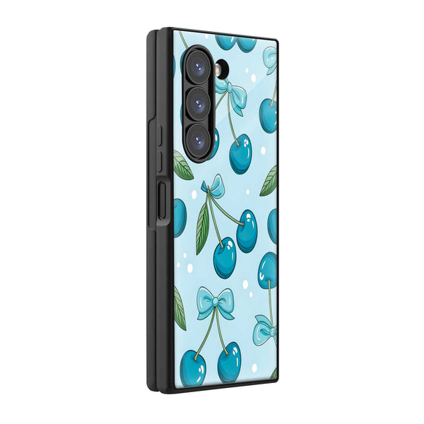 Blue Cherry Samsung Z Fold Glass Case