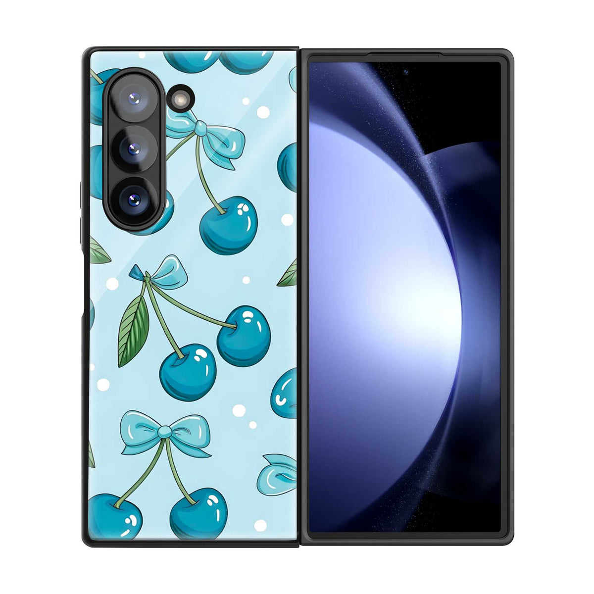 Blue Cherry Samsung Z Fold Glass Case