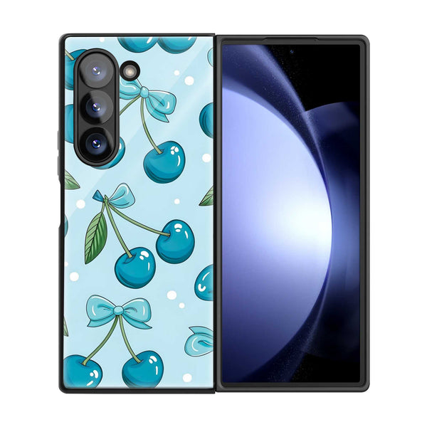 Blue Cherry Samsung Z Fold Glass Case
