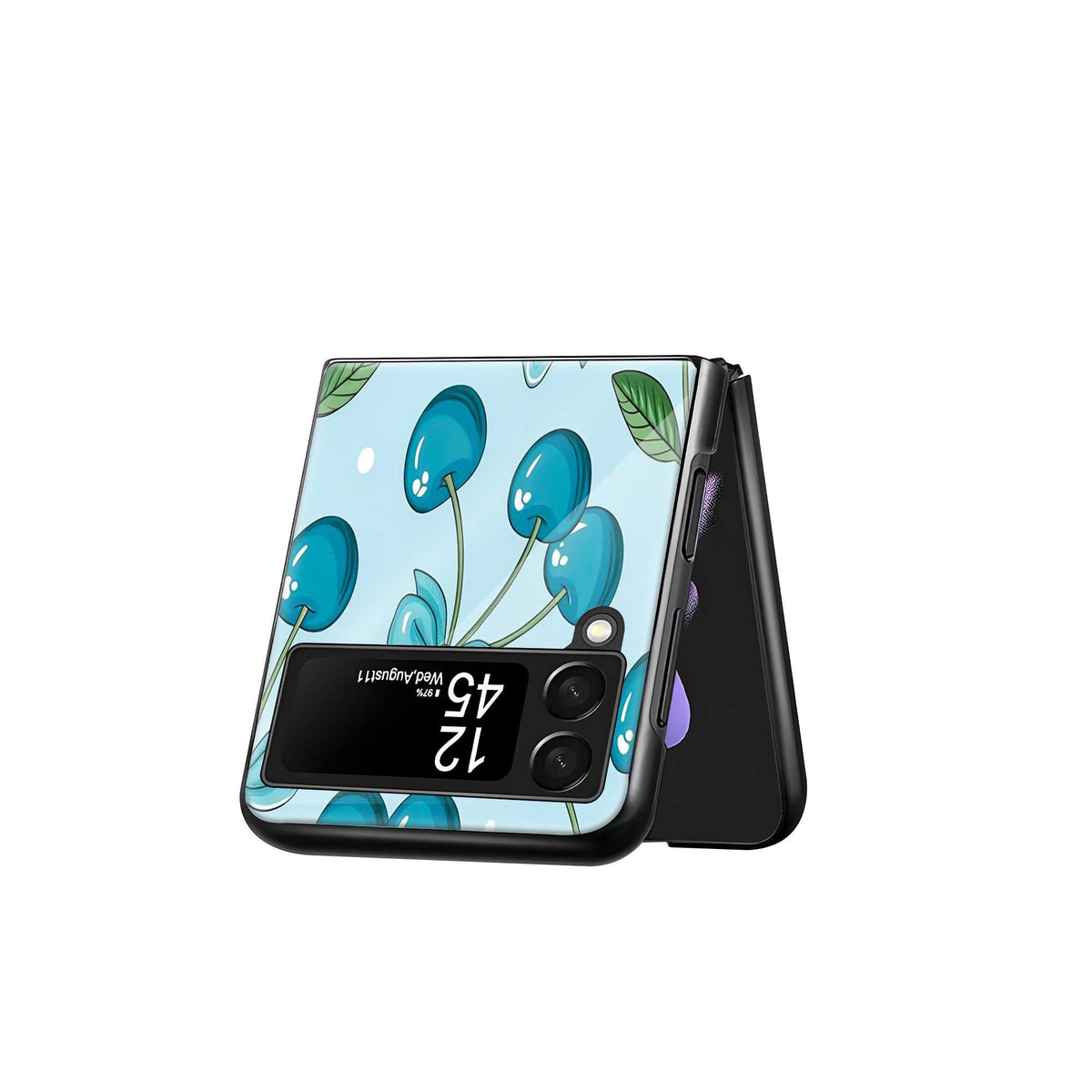 Blue Cherry Samsung Z Flip Glass Case