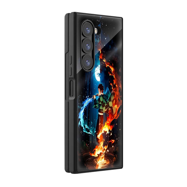 Blue Flame Dragon Samsung Z Fold Glass Case