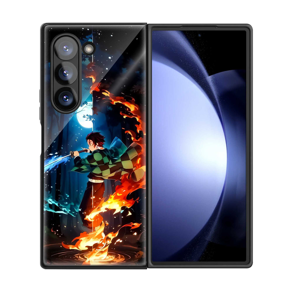 Blue Flame Dragon Samsung Z Fold Glass Case