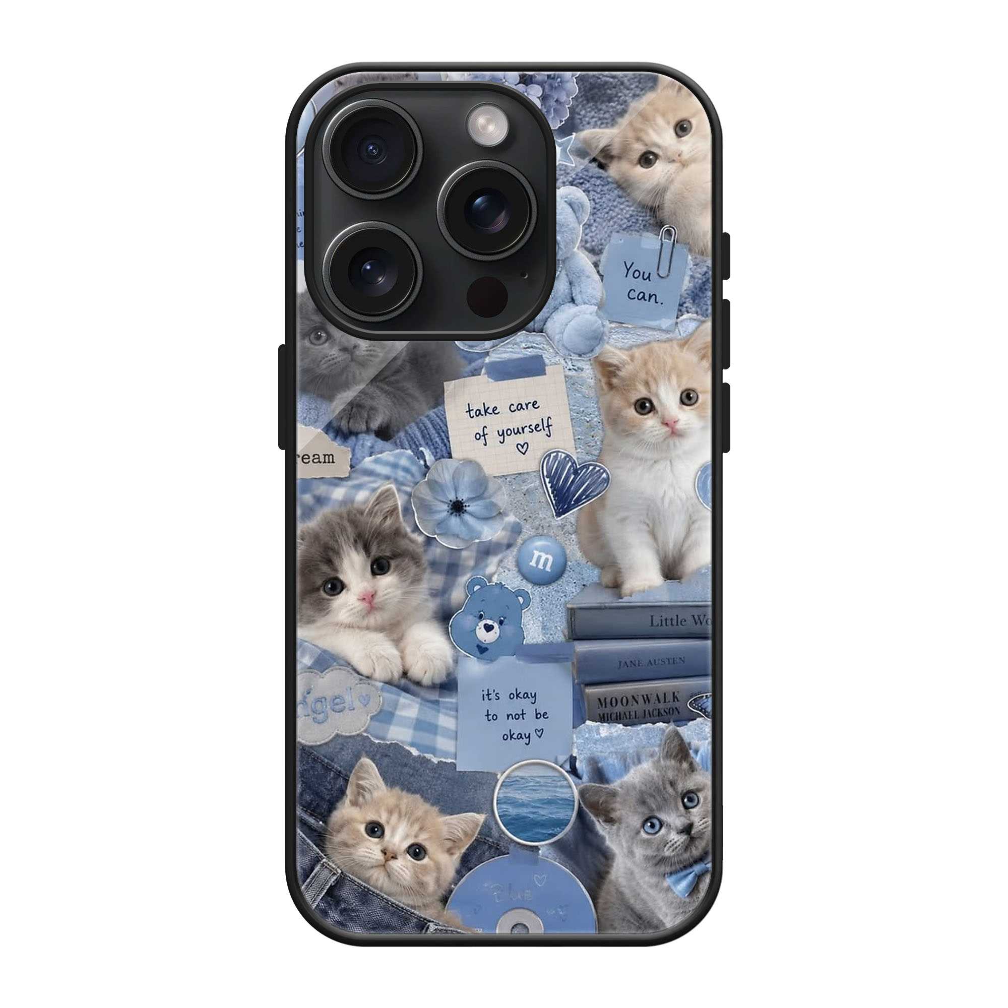 Blue Kitty Dreams Glass Case