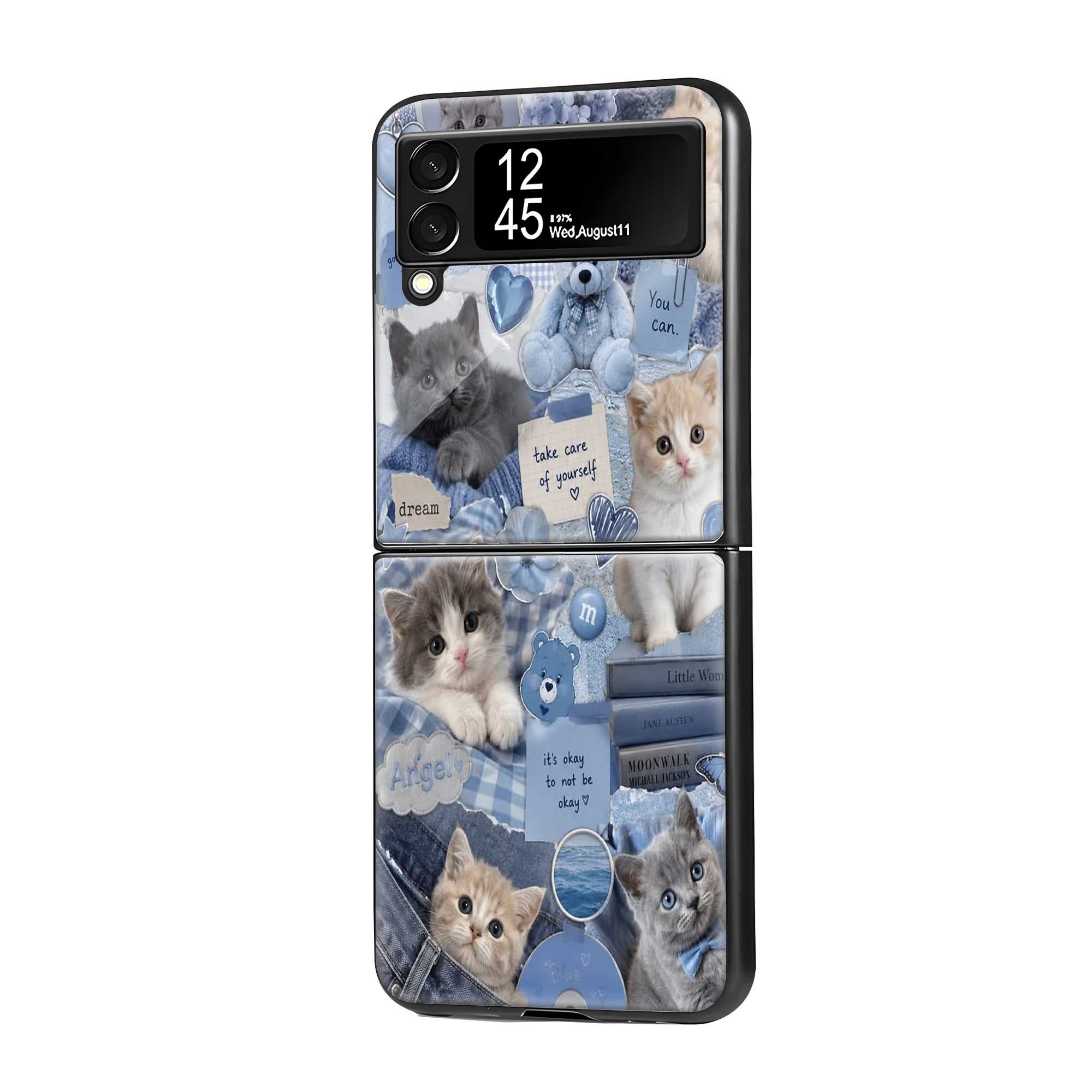 Blue Kitty Dreams Samsung Z Flip Glass Case
