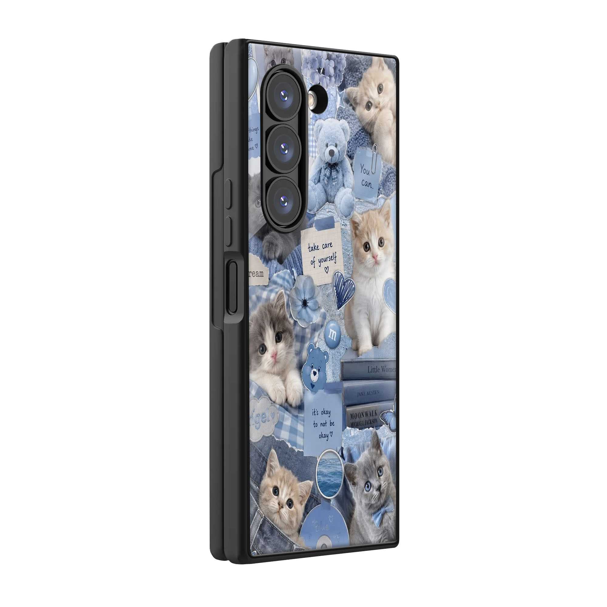 Blue Kitty Dreams Samsung Z Fold Glass Case Main image