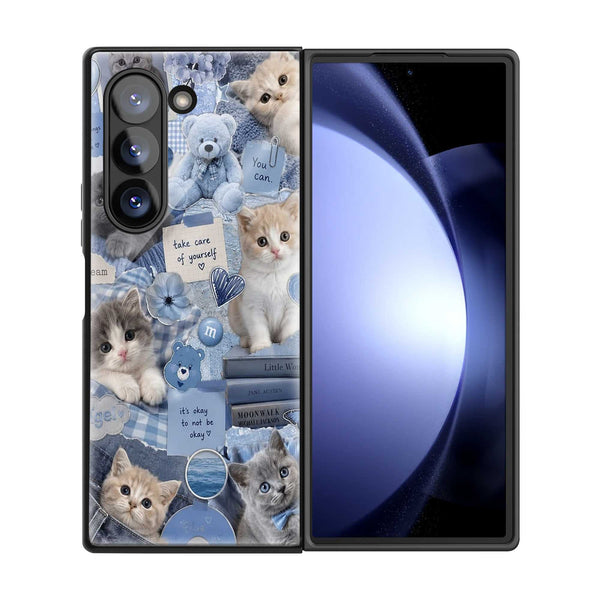 Blue Kitty Dreams Samsung Z Fold Glass Case