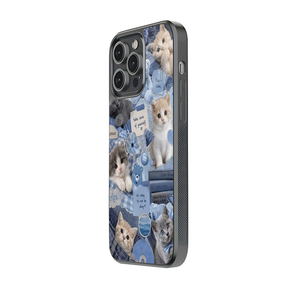 Blue Kitty Dreams Glass Case
