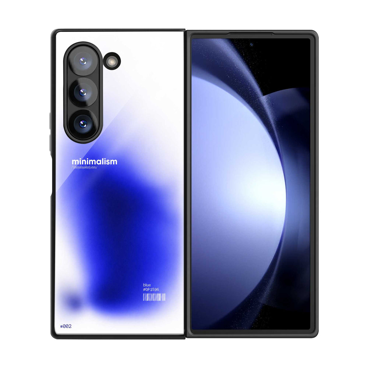 Blue Minimal Samsung Z Fold Glass Case