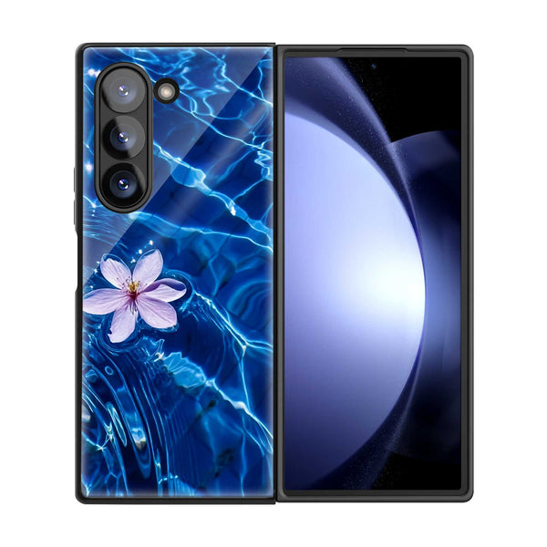 Blue Ocean Bloom Samsung Z Fold Glass Case