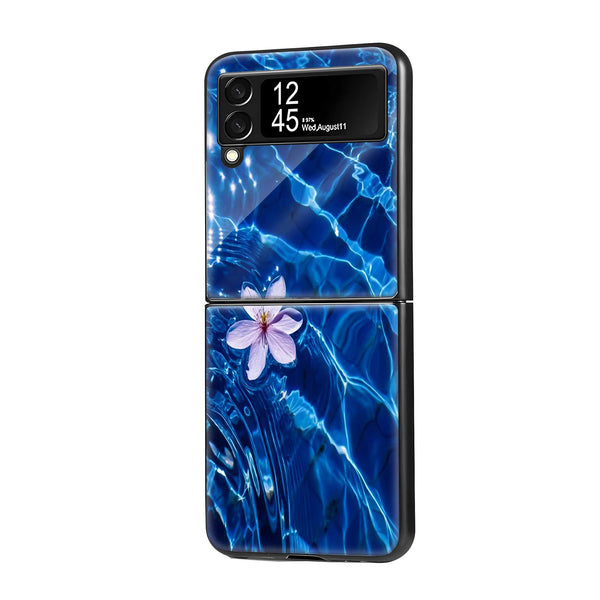 Blue Ocean Bloom Samsung Z Flip Glass Case