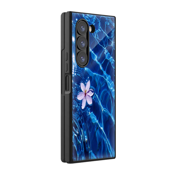 Blue Ocean Bloom Samsung Z Fold Glass Case