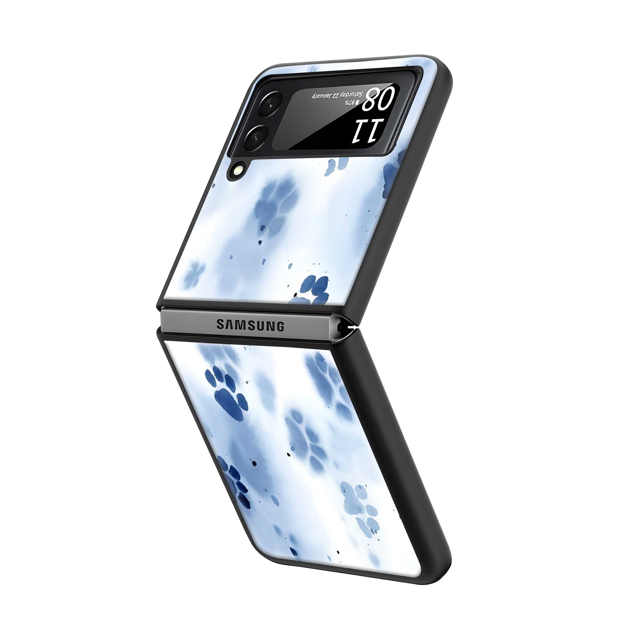 Blue Paws Samsung Z Flip Glass Case