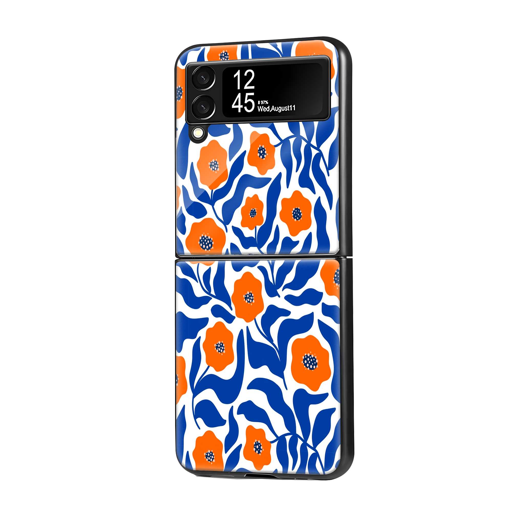 Blue Poppy Samsung Z Flip Glass Case