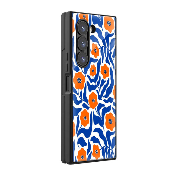 Blue Poppy Samsung Z Fold Glass Case