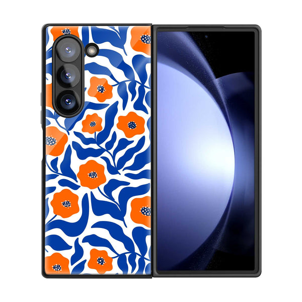 Blue Poppy Samsung Z Fold Glass Case