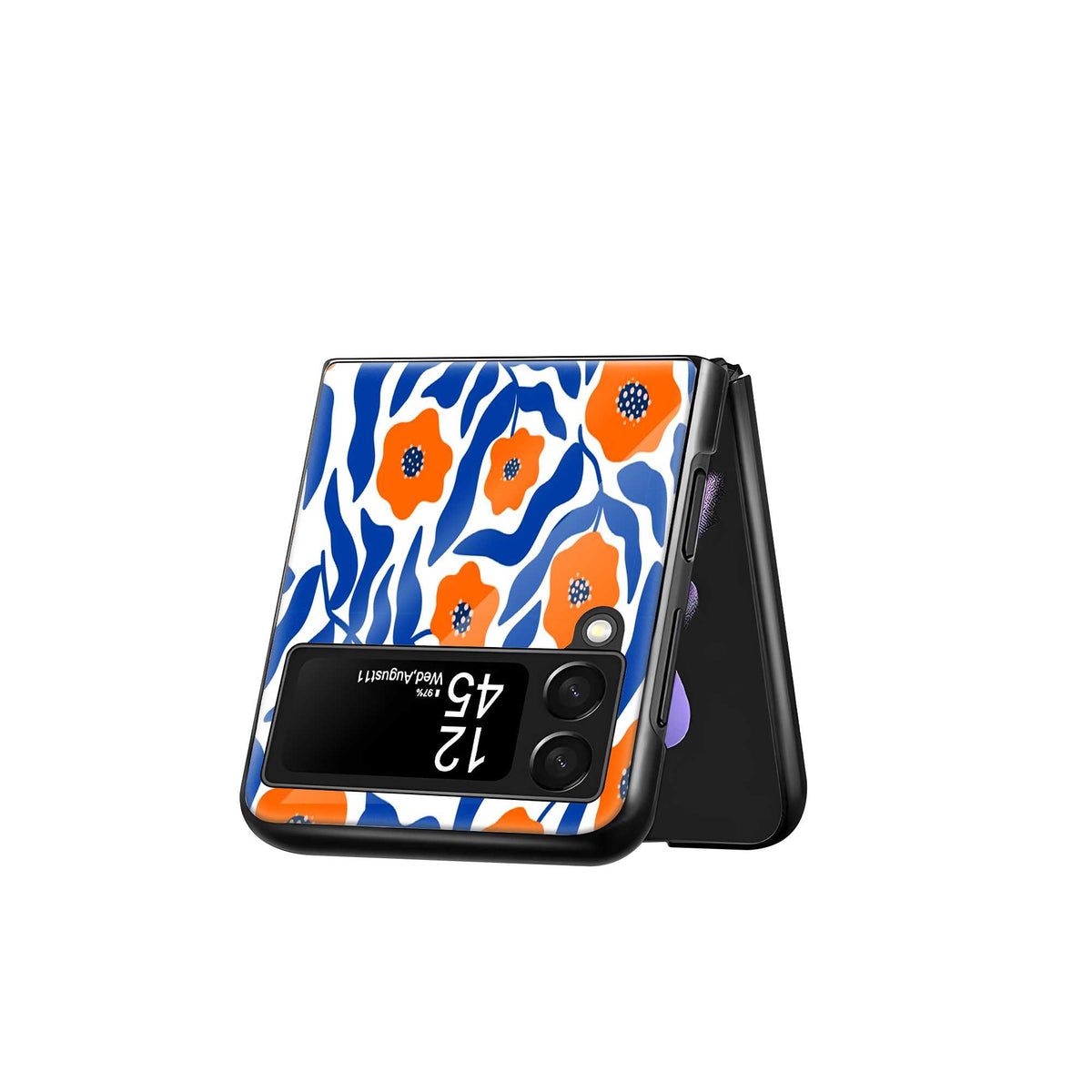 Blue Poppy Samsung Z Flip Glass Case