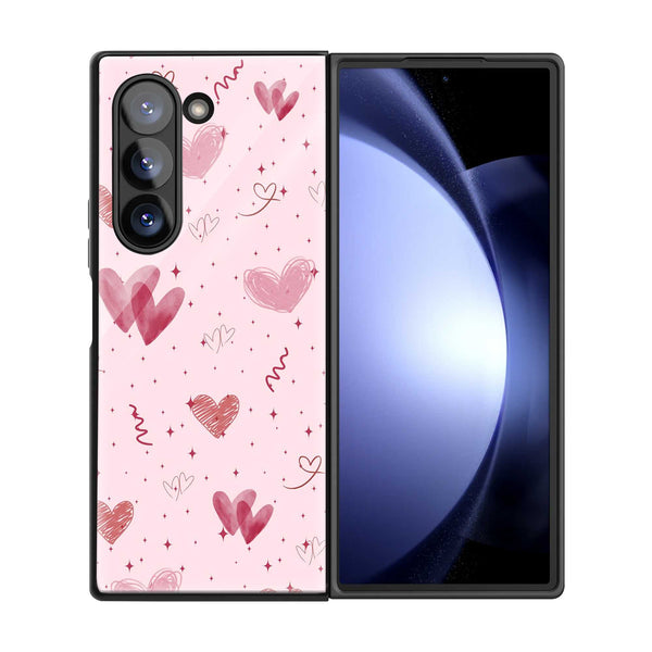 Blush Hearts Samsung Z Fold Glass Case