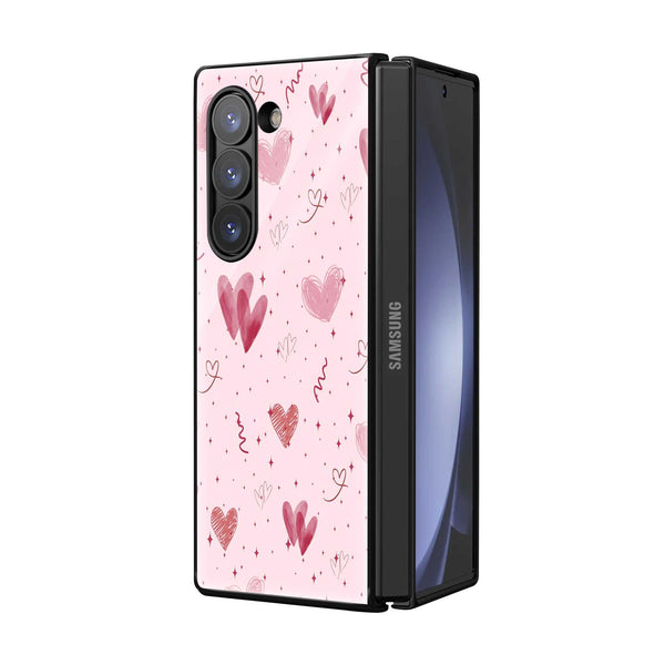 Blush Hearts Samsung Z Fold Glass Case