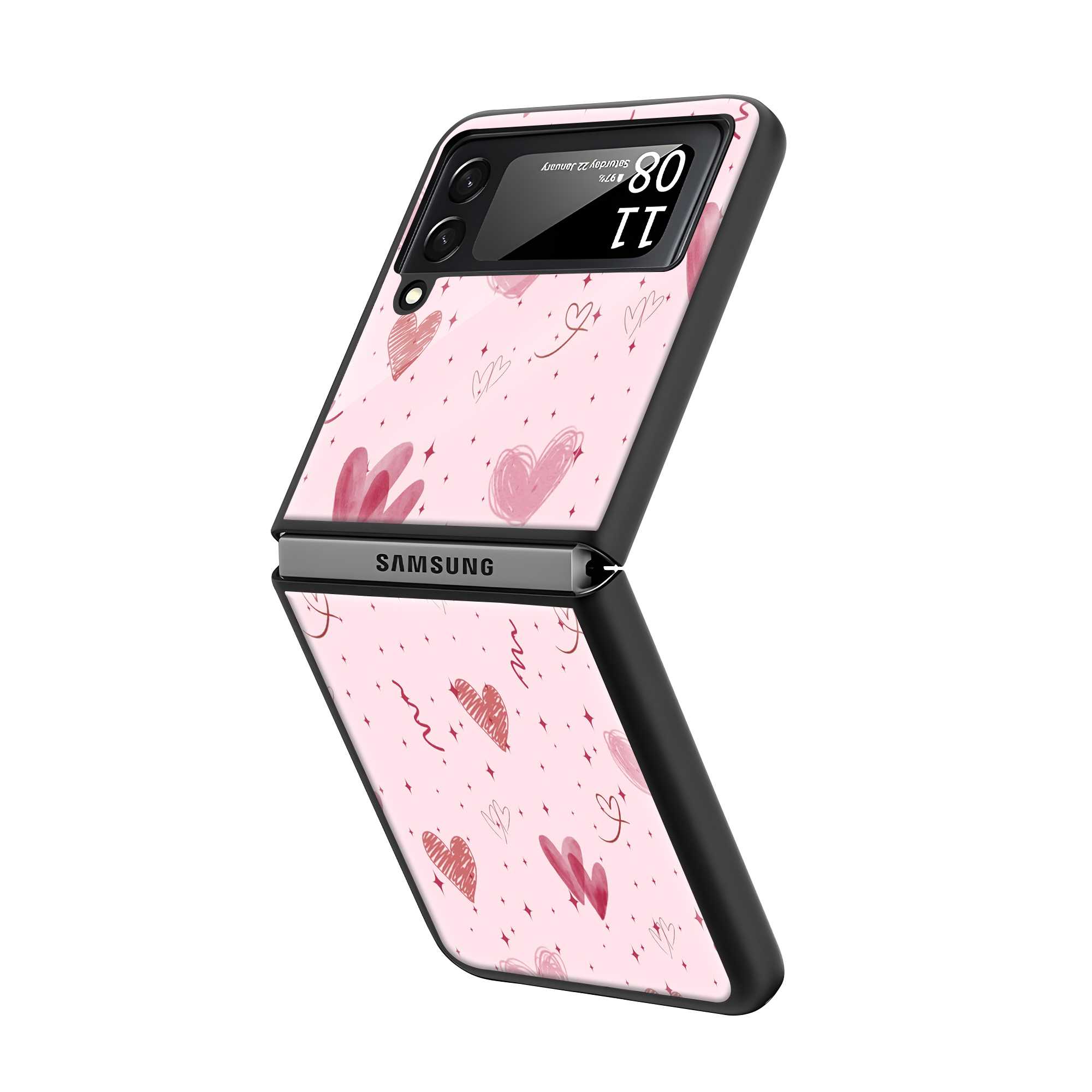 Blush Hearts Samsung Z Flip Glass Case