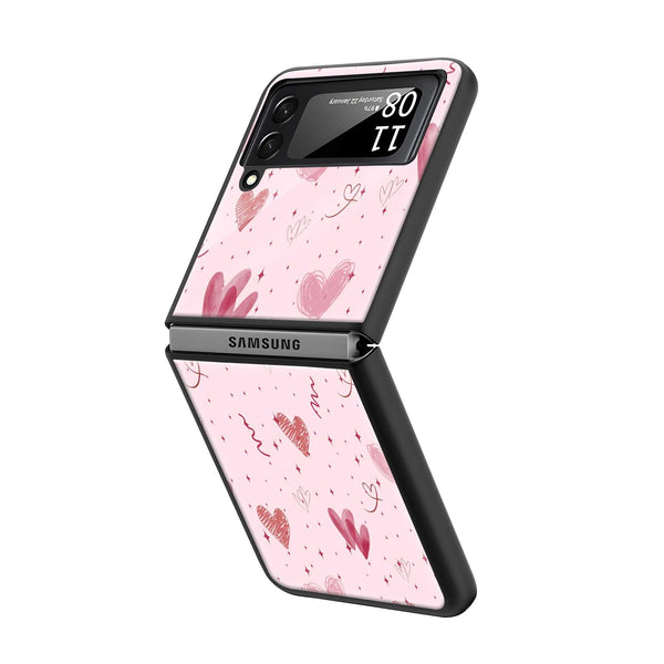 Blush Hearts Samsung Z Flip Glass Case