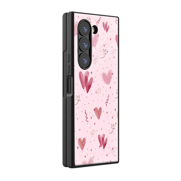Blush Hearts Samsung Z Fold Glass Case