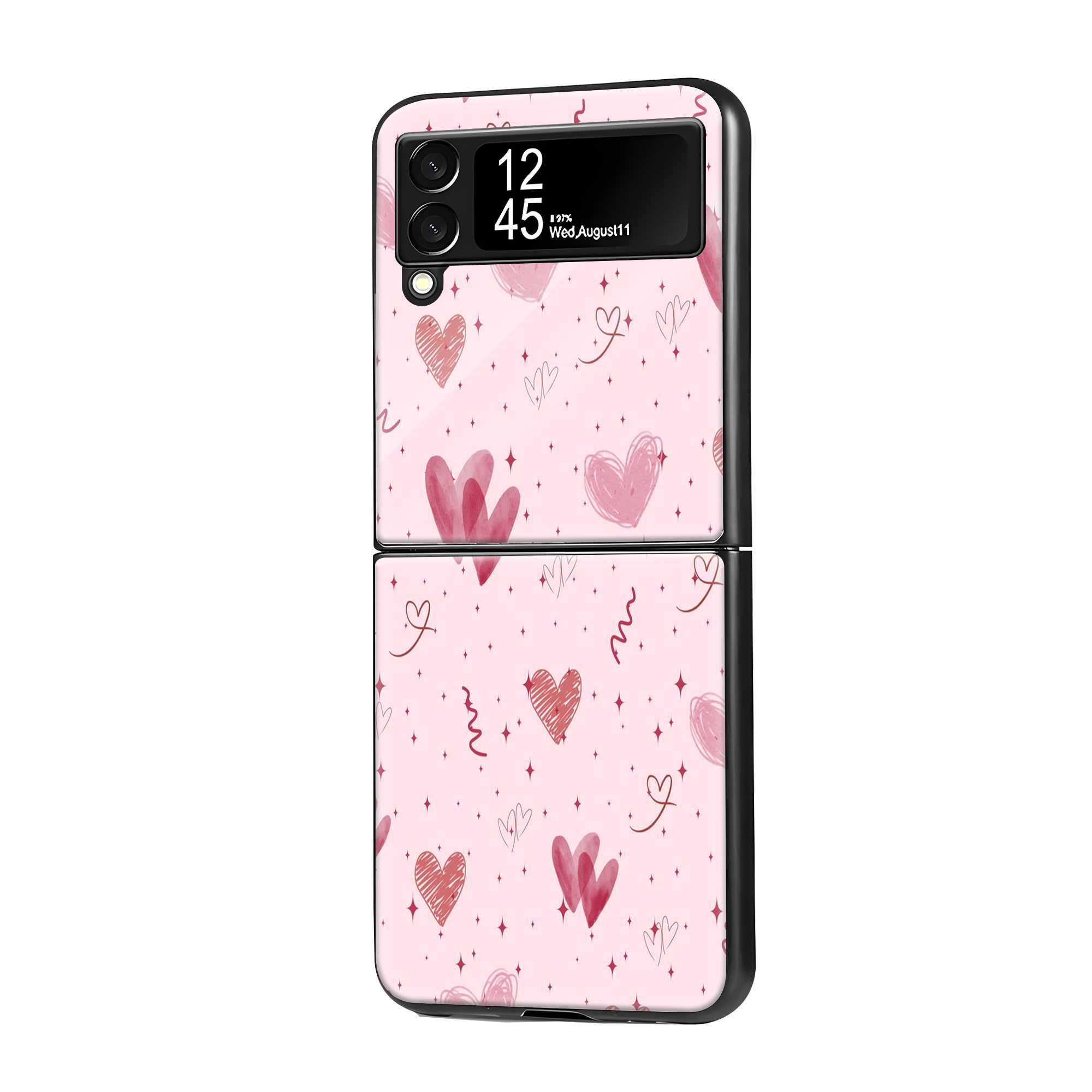Blush Hearts Samsung Z Flip Glass Case