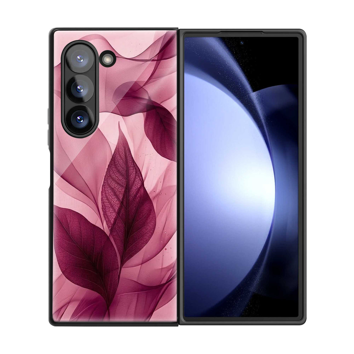 Blush Leaves Samsung Z Fold Glass Case