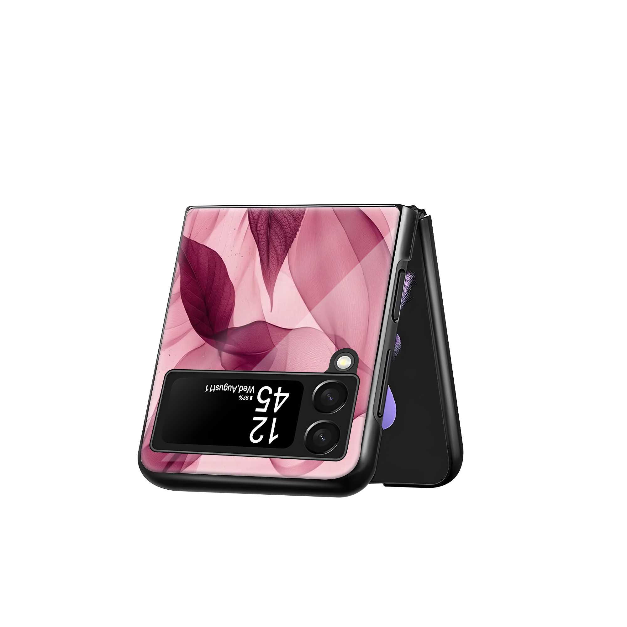 Blush Leaves Samsung Z Flip Glass Case