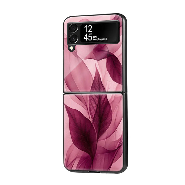 Blush Leaves Samsung Z Flip Glass Case