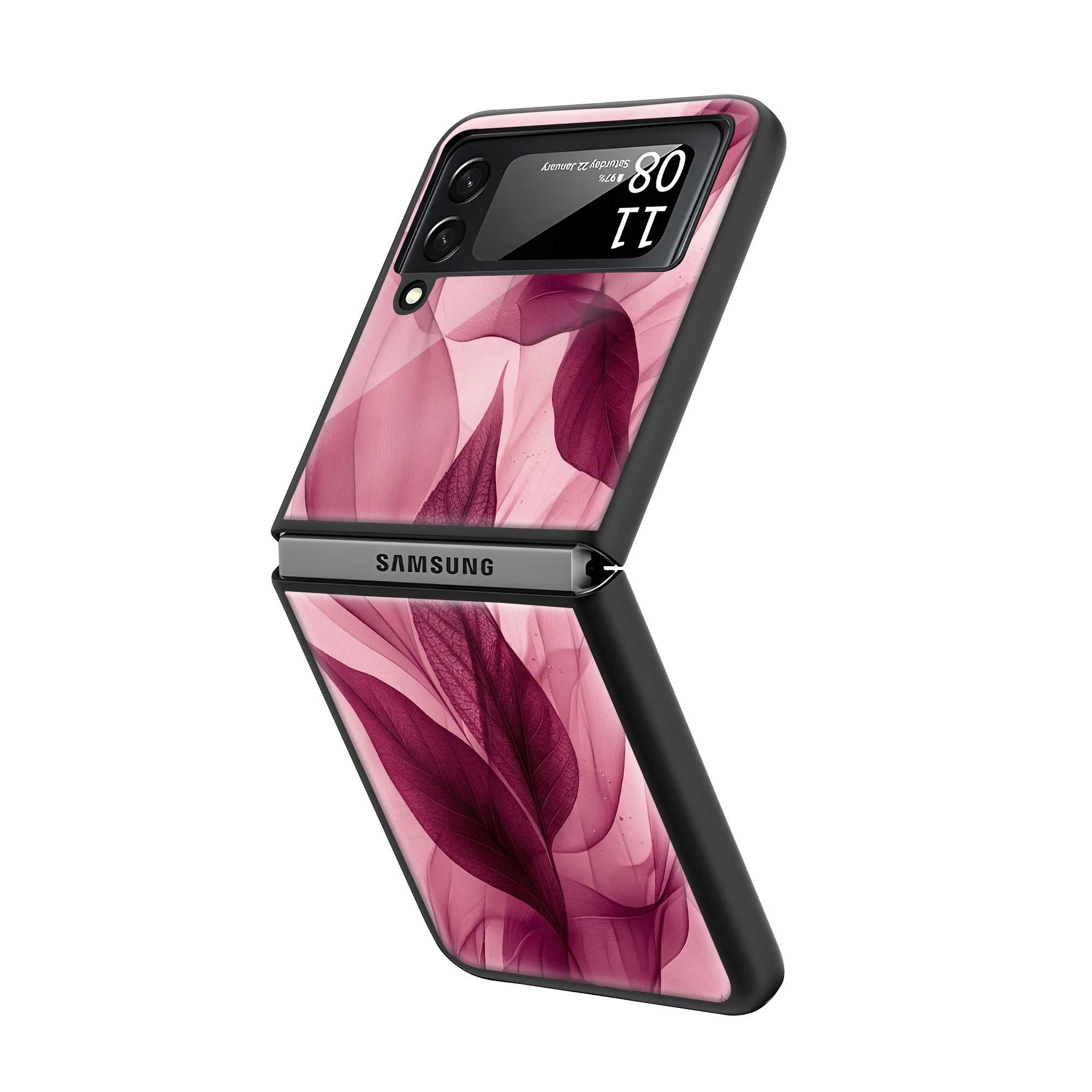 Blush Leaves Samsung Z Flip Glass Case