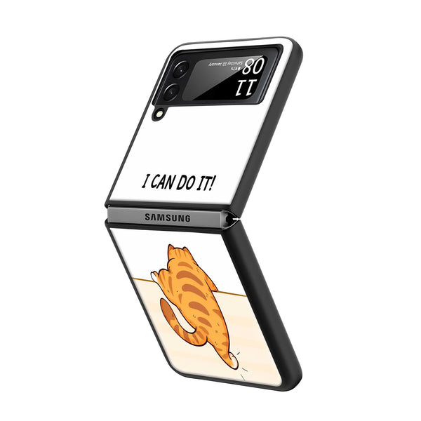 Brave Kitty Samsung Z Flip Glass Case