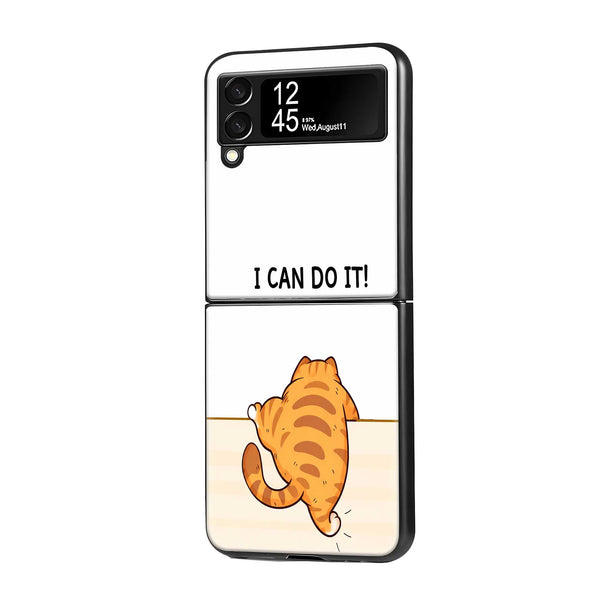 Brave Kitty Samsung Z Flip Glass Case
