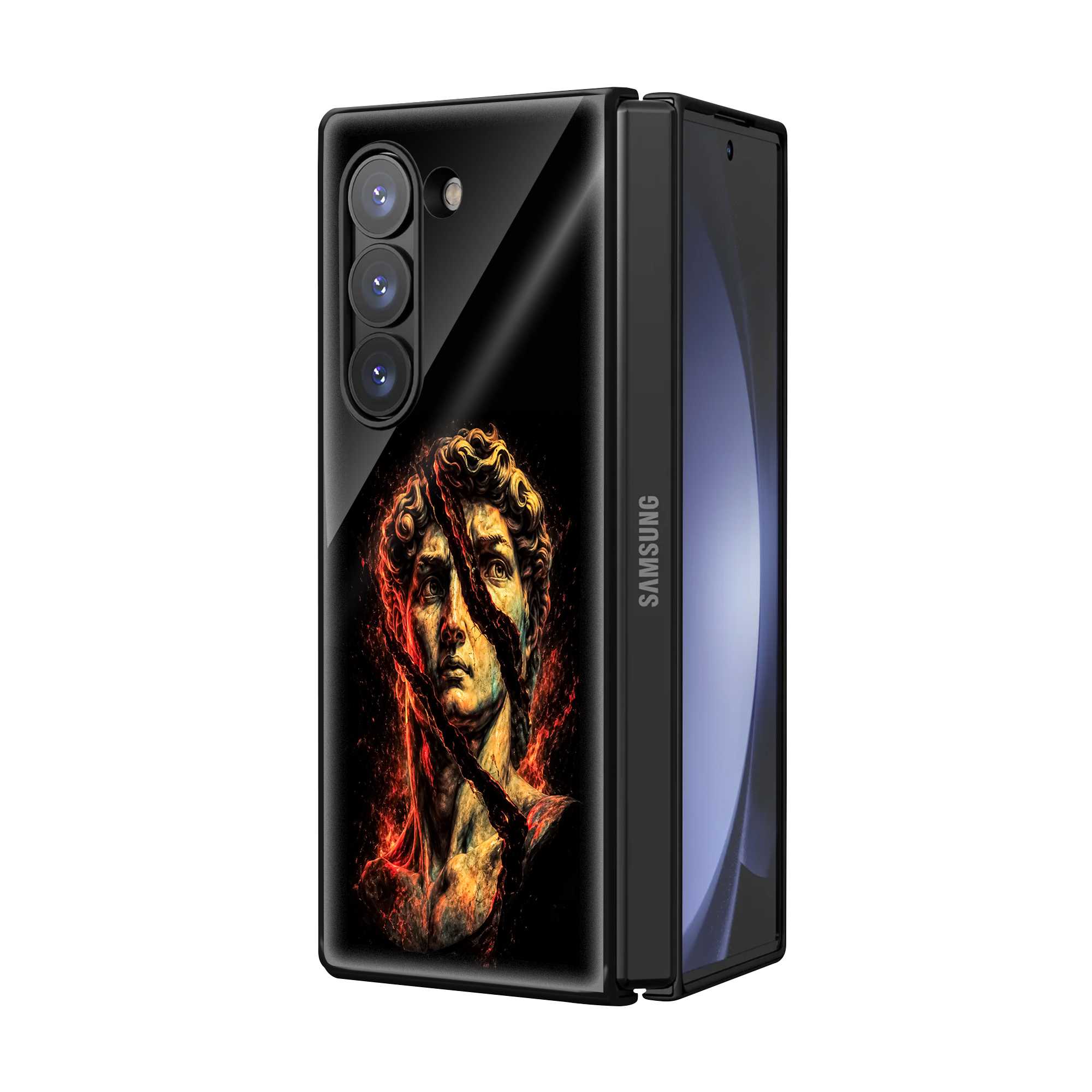Broken David Samsung Z Fold Glass Case