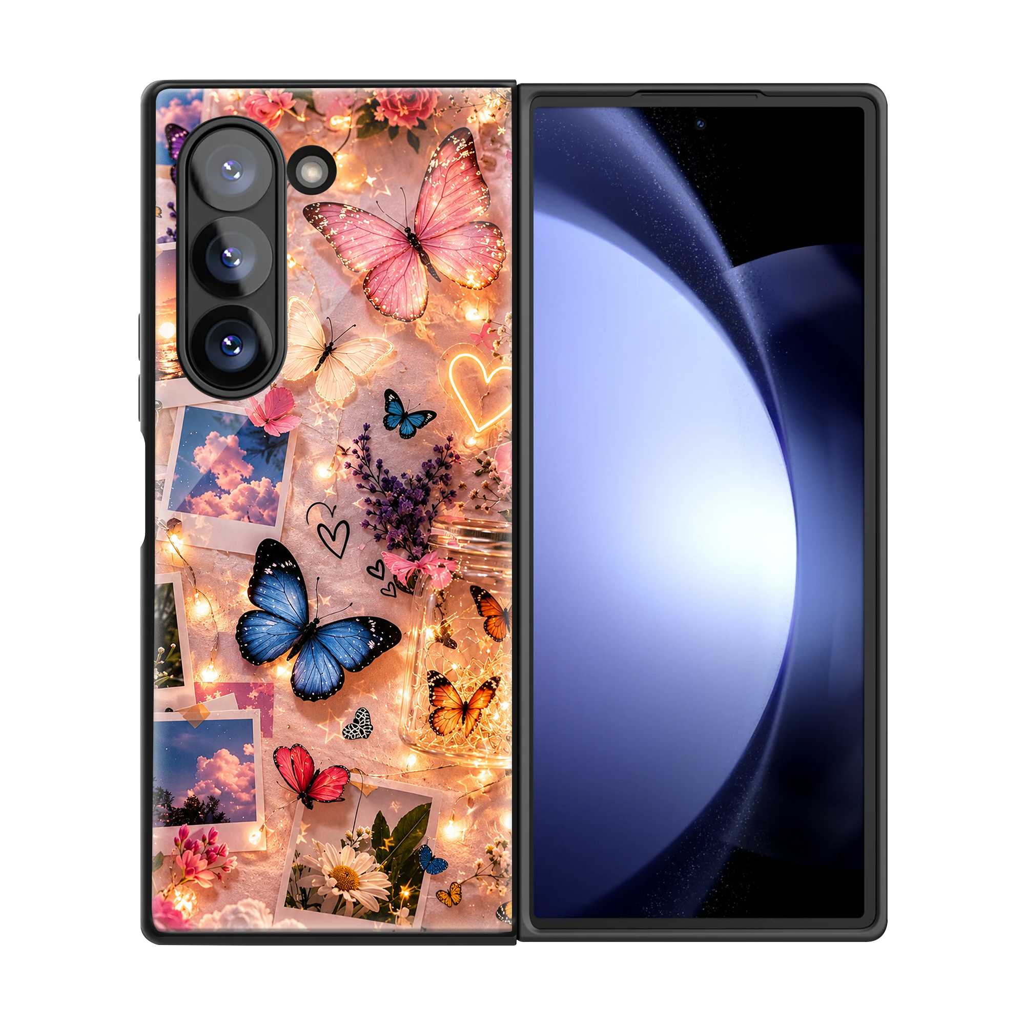 Butterfly Glow Samsung Z Fold Glass Case
