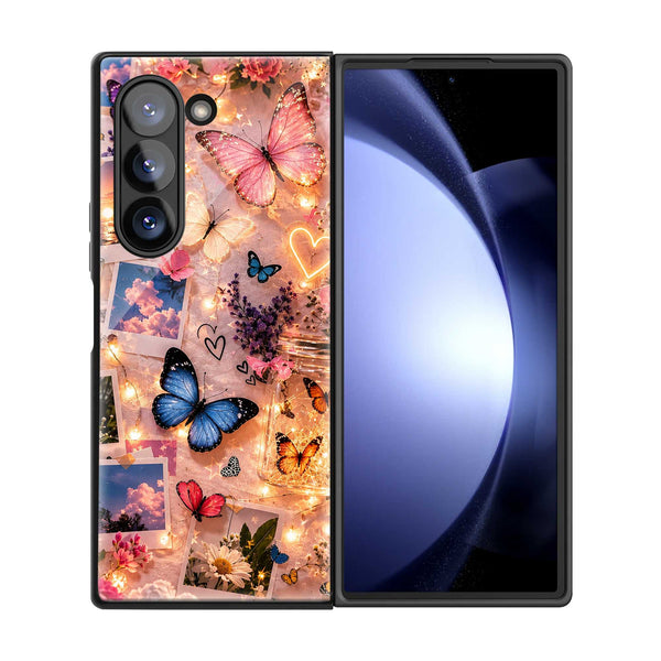 Butterfly Glow Samsung Z Fold Glass Case