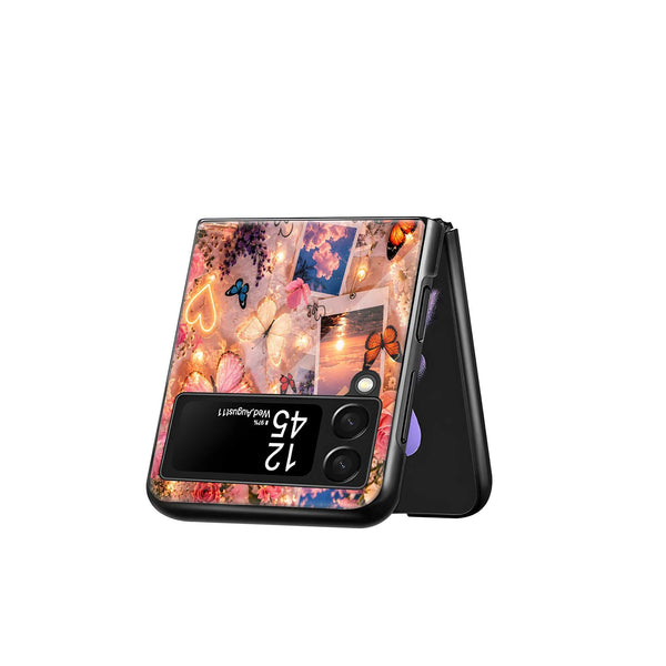 Butterfly Glow Samsung Z Flip Glass Case