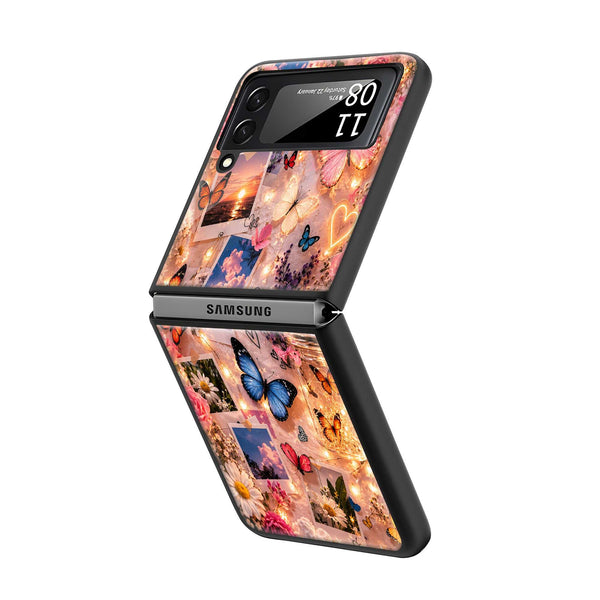 Butterfly Glow Samsung Z Flip Glass Case