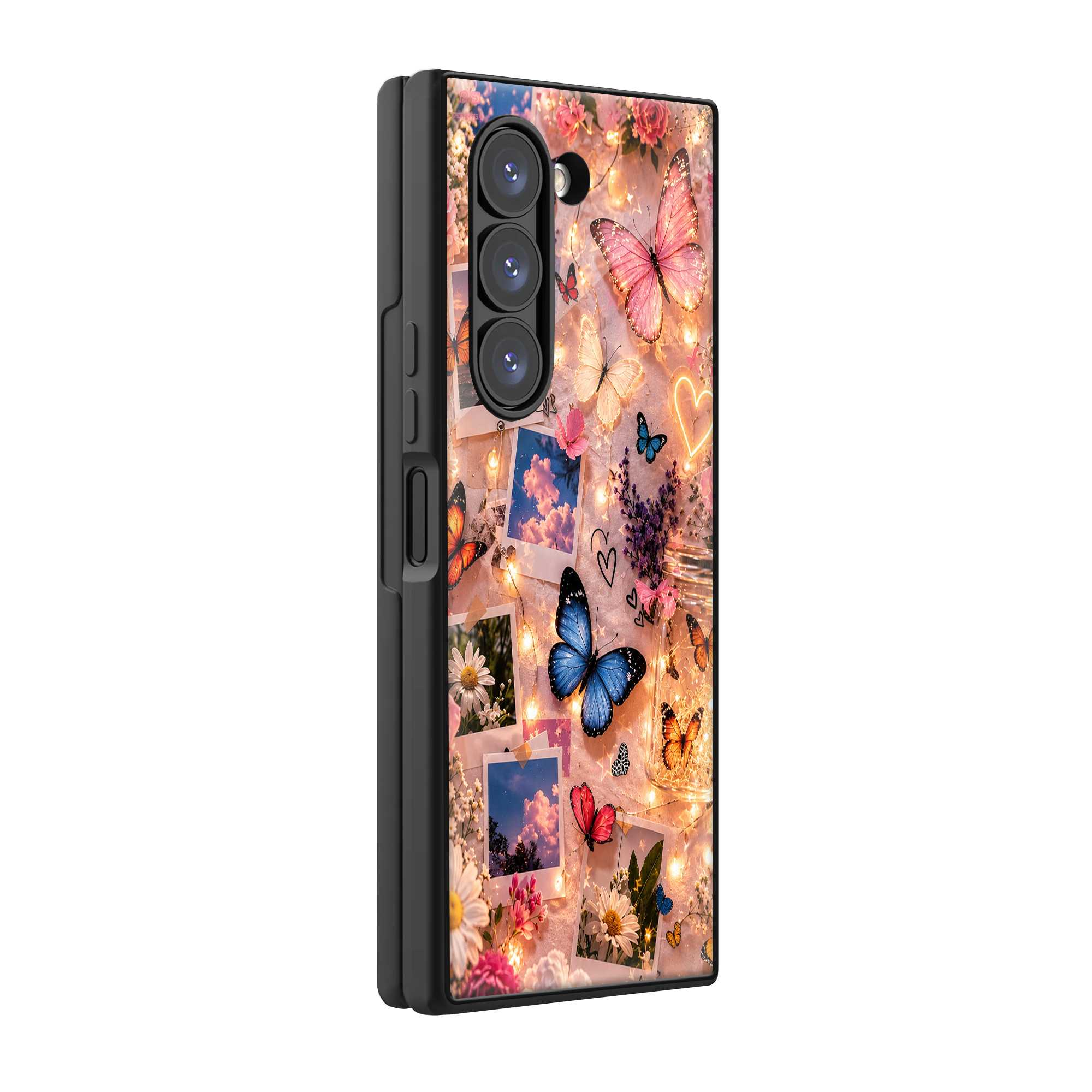 Butterfly Glow Samsung Z Fold Glass Case