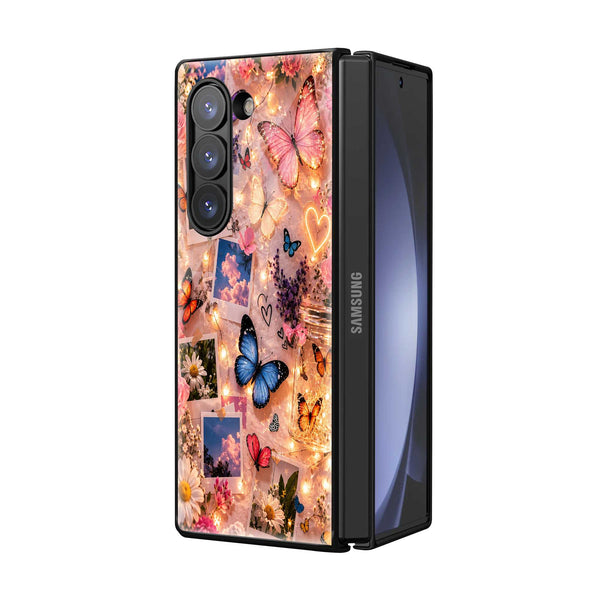 Butterfly Glow Samsung Z Fold Glass Case