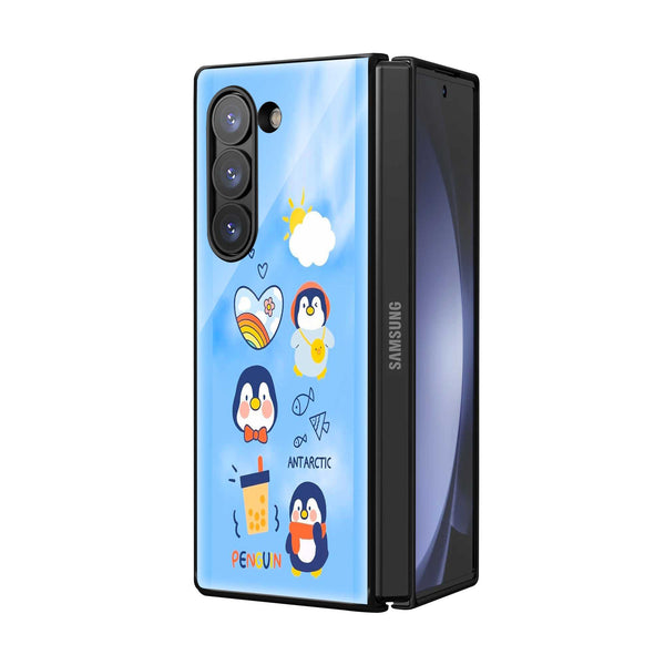 Cartoon Penguin Samsung Z Fold Glass Case