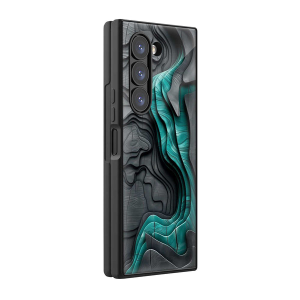 Charcoal Teal Samsung Z Fold Glass Case