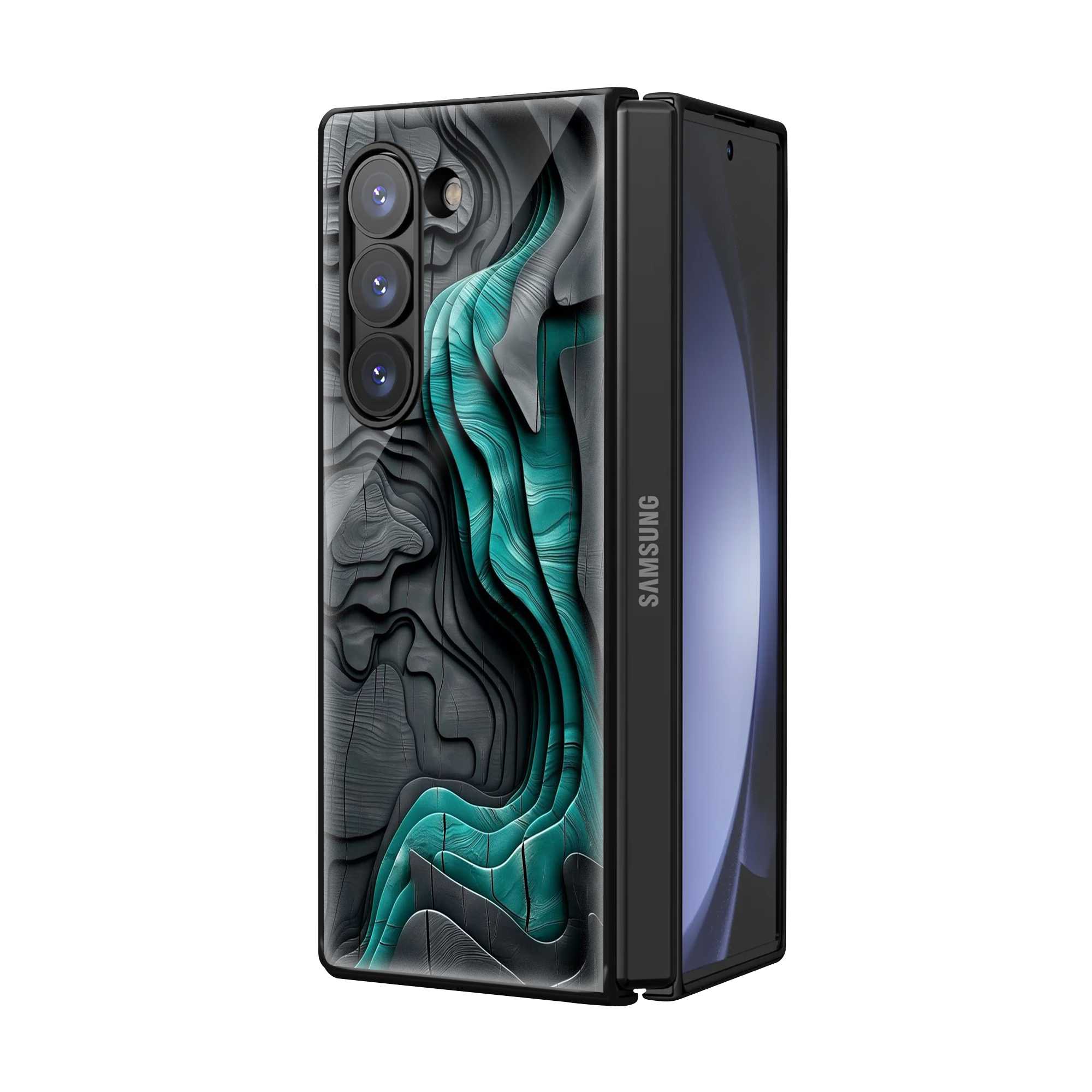 Charcoal Teal Samsung Z Fold Glass Case