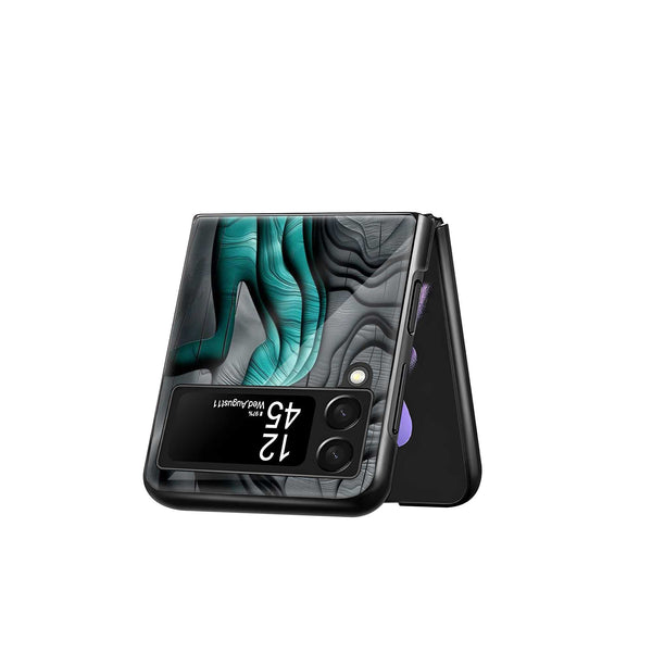 Charcoal Teal Samsung Z Flip Glass Case
