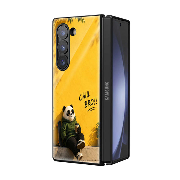 Chill Bro Panda Samsung Z Fold Glass Case