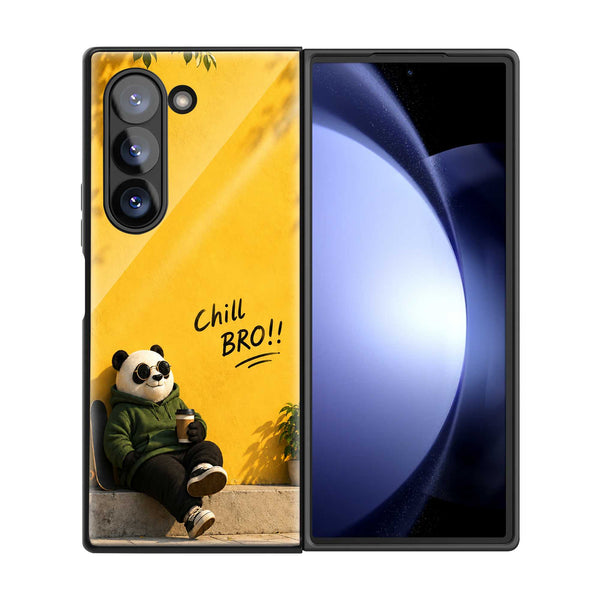 Chill Bro Panda Samsung Z Fold Glass Case